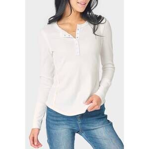 NEW GIBSONLOOK thermal long sleeve henley tee in white